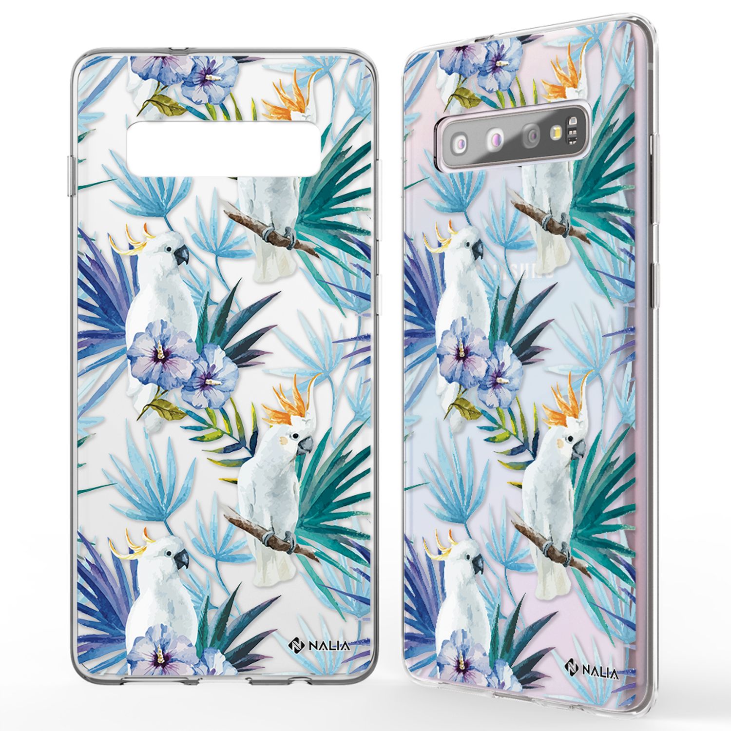 NALIA Handy Hülle für Samsung Galaxy S10, Slim Silikon Hülle Motiv Case Cover Kakadus NALIA
