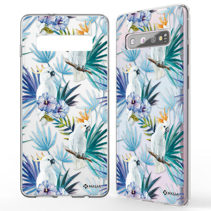 NALIA Handy Hülle für Samsung Galaxy S10, Slim Silikon Hülle Motiv Case Cover Kakadus NALIA
