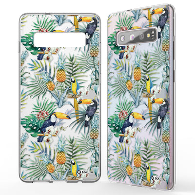 NALIA Handyhülle kompatibel mit Samsung Galaxy S10, Slim Silikon Hülle Motiv Case Cover Crystal Schutzhülle, Durchsichtig Etui Handy-Tasche Backcover Transparent Bumper Papagei NALIA SlimFit Hülle