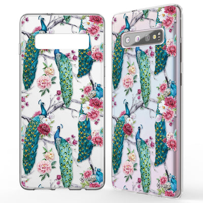 NALIA Handyhülle kompatibel mit Samsung Galaxy S10, Slim Silikon Hülle Motiv Case Cover Crystal Schutzhülle, Durchsichtig Etui Handy-Tasche Backcover Transparent Bumper Pfau NALIA SlimFit Hülle