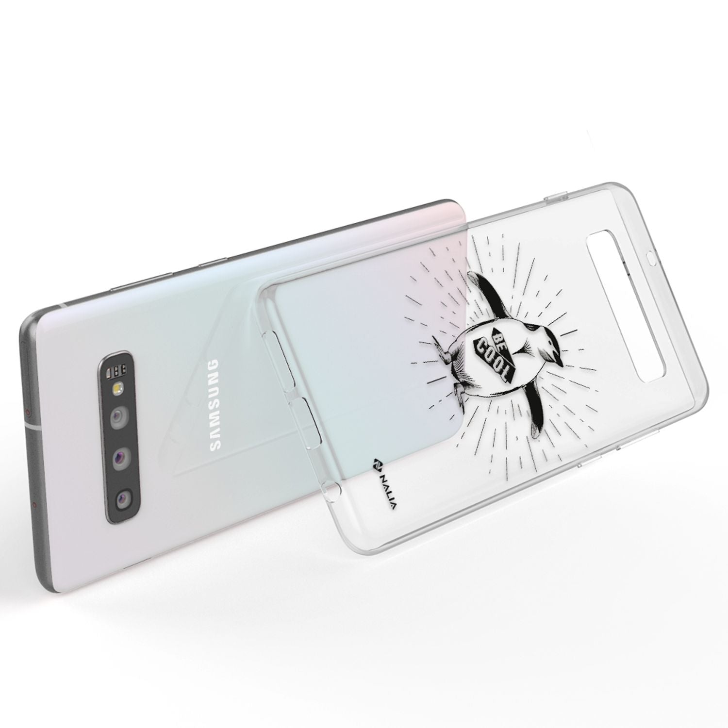 NALIA Handy Hülle für Samsung Galaxy S10, Slim Silikon Hülle Motiv Case Cover Be Cool Pinguin NALIA