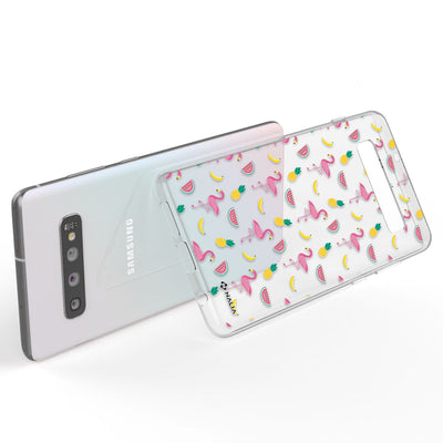 NALIA Handyhülle kompatibel mit Samsung Galaxy S10, Slim Silikon Hülle Motiv Case Cover Crystal Schutzhülle, Durchsichtig Etui Handy-Tasche Backcover Transparent Bumper Flamingo Party NALIA SlimFit Hülle