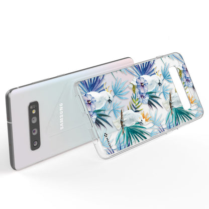 NALIA Handy Hülle für Samsung Galaxy S10, Slim Silikon Hülle Motiv Case Cover Kakadus NALIA