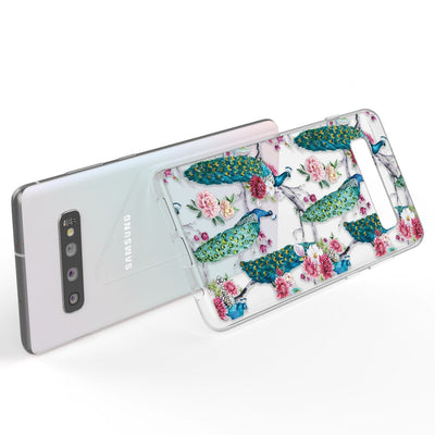 NALIA Handyhülle kompatibel mit Samsung Galaxy S10, Slim Silikon Hülle Motiv Case Cover Crystal Schutzhülle, Durchsichtig Etui Handy-Tasche Backcover Transparent Bumper Pfau NALIA SlimFit Hülle