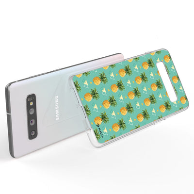 NALIA Handyhülle kompatibel mit Samsung Galaxy S10, Slim Silikon Hülle Motiv Case Cover Crystal Schutzhülle, Durchsichtig Etui Handy-Tasche Backcover Transparent Bumper Ananas Dreieck NALIA SlimFit Hülle