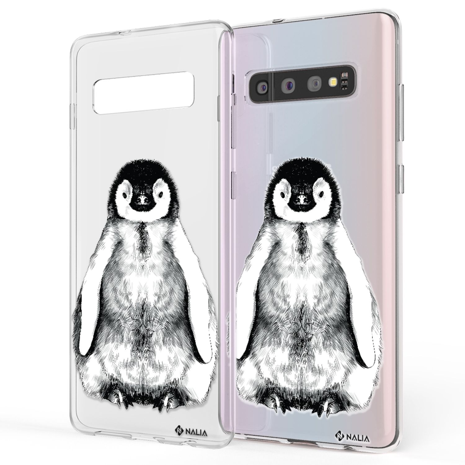 NALIA Handy Hülle für Samsung Galaxy S10, Slim Silikon Hülle Motiv Case Cover Be Cool Pinguin NALIA