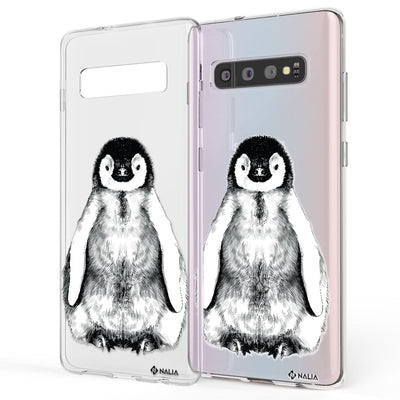 NALIA Handyhülle kompatibel mit Samsung Galaxy S10, Slim Silikon Hülle Motiv Case Cover Crystal Schutzhülle, Durchsichtig Etui Handy-Tasche Backcover Transparent Bumper Be Cool Pinguin NALIA SlimFit Hülle