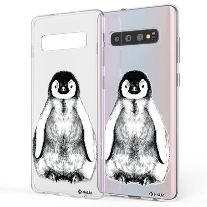 NALIA Handy Hülle für Samsung Galaxy S10, Slim Silikon Hülle Motiv Case Cover Be Cool Pinguin NALIA