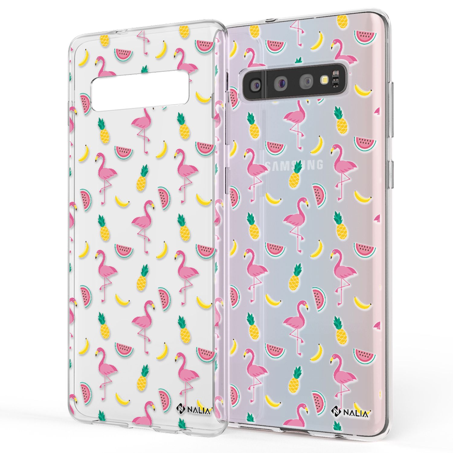 NALIA Handy Hülle für Samsung Galaxy S10, Slim Silikon Hülle Motiv Case Cover Flamingo Party NALIA