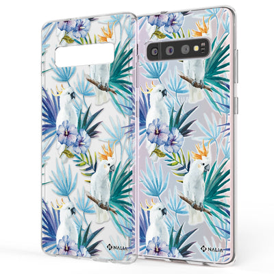 NALIA Handyhülle kompatibel mit Samsung Galaxy S10, Slim Silikon Hülle Motiv Case Cover Crystal Schutzhülle, Durchsichtig Etui Handy-Tasche Backcover Transparent Bumper Kakadus NALIA SlimFit Hülle