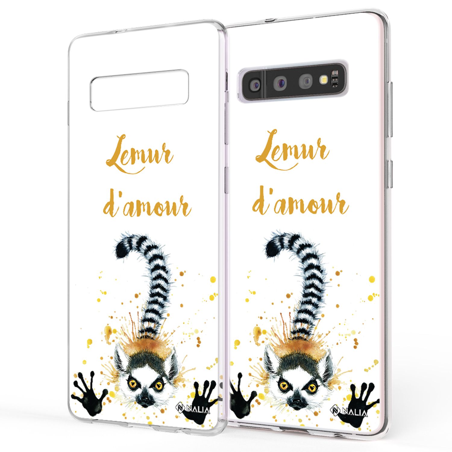 NALIA Handy Hülle für Samsung Galaxy S10, Slim Silikon Hülle Motiv Case Cover Lemur NALIA