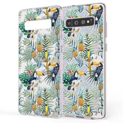 NALIA Handy Hülle für Samsung Galaxy S10, Slim Silikon Hülle Motiv Case Cover Papagei NALIA