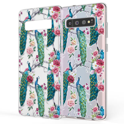 NALIA Handyhülle kompatibel mit Samsung Galaxy S10, Slim Silikon Hülle Motiv Case Cover Crystal Schutzhülle, Durchsichtig Etui Handy-Tasche Backcover Transparent Bumper Pfau NALIA SlimFit Hülle