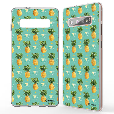 NALIA Handyhülle kompatibel mit Samsung Galaxy S10 Plus, Slim Silikon Hülle Motiv Case Cover Crystal Schutzhülle Durchsichtig Etui Handy-Tasche Backcover Transparent Bumper Ananas Dreieck NALIA Protective Hülle