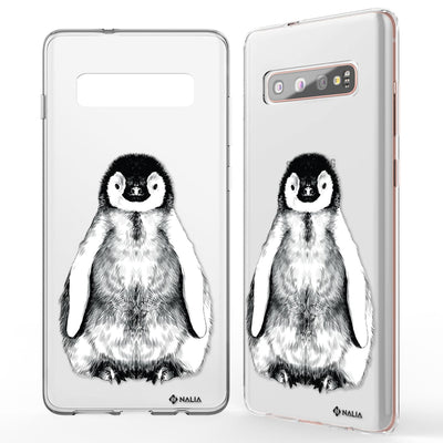 NALIA Handyhülle kompatibel mit Samsung Galaxy S10 Plus, Slim Silikon Hülle Motiv Case Cover Crystal Schutzhülle Durchsichtig Etui Handy-Tasche Backcover Transparent Bumper Be Cool Pinguin NALIA Protective Hülle