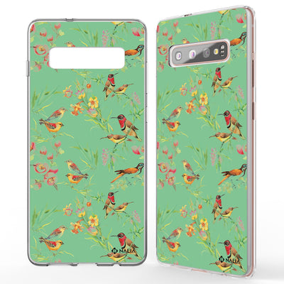 NALIA Handyhülle kompatibel mit Samsung Galaxy S10 Plus, Slim Silikon Hülle Motiv Case Cover Crystal Schutzhülle Durchsichtig Etui Handy-Tasche Backcover Transparent Bumper Blumen & Vögel NALIA Protective Hülle