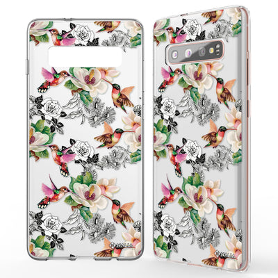 NALIA Handyhülle kompatibel mit Samsung Galaxy S10 Plus, Slim Silikon Hülle Motiv Case Cover Crystal Schutzhülle Durchsichtig Etui Handy-Tasche Backcover Transparent Bumper Blumen & Vögel NALIA Protective Hülle