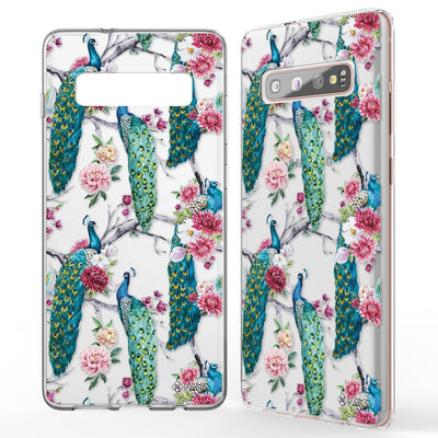 NALIA Handyhülle kompatibel mit Samsung Galaxy S10 Plus, Slim Silikon Hülle Motiv Case Cover Crystal Schutzhülle Durchsichtig Etui Handy-Tasche Backcover Transparent Bumper Pfau NALIA Protective Hülle