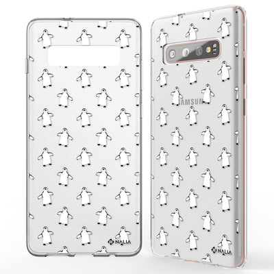 NALIA Handyhülle kompatibel mit Samsung Galaxy S10 Plus, Slim Silikon Hülle Motiv Case Cover Crystal Schutzhülle Durchsichtig Etui Handy-Tasche Backcover Transparent Bumper Pinguine NALIA Protective Hülle