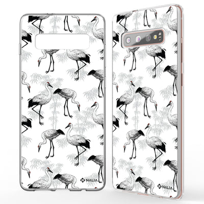 NALIA Handyhülle kompatibel mit Samsung Galaxy S10 Plus, Slim Silikon Hülle Motiv Case Cover Crystal Schutzhülle Durchsichtig Etui Handy-Tasche Backcover Transparent Bumper Storch NALIA Protective Hülle