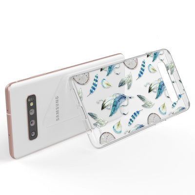NALIA Handyhülle kompatibel mit Samsung Galaxy S10 Plus, Slim Silikon Hülle Motiv Case Cover Crystal Schutzhülle Durchsichtig Etui Handy-Tasche Backcover Transparent Bumper Aquarell Federn NALIA Protective Hülle