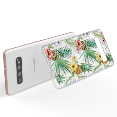 NALIA Handyhülle kompatibel mit Samsung Galaxy S10 Plus, Slim Silikon Hülle Motiv Case Cover Crystal Schutzhülle Durchsichtig Etui Handy-Tasche Backcover Transparent Bumper Aquarell Ananas NALIA Protective Hülle