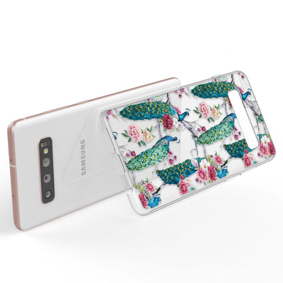 NALIA Handyhülle kompatibel mit Samsung Galaxy S10 Plus, Slim Silikon Hülle Motiv Case Cover Crystal Schutzhülle Durchsichtig Etui Handy-Tasche Backcover Transparent Bumper Pfau NALIA Protective Hülle