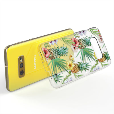 NALIA Handyhülle kompatibel mit Samsung Galaxy S10e, Slim Silikon Hülle Motiv Case Cover Crystal Schutzhülle, Durchsichtig Etui Handy-Tasche Backcover Transparent Bumper Aquarell Ananas NALIA SlimFit Hülle