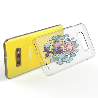 NALIA Handyhülle kompatibel mit Samsung Galaxy S10e, Slim Silikon Hülle Motiv Case Cover Crystal Schutzhülle, Durchsichtig Etui Handy-Tasche Backcover Transparent Bumper Meerjungfrau Rosa NALIA SlimFit Hülle