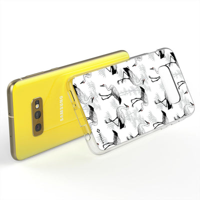 NALIA Handyhülle kompatibel mit Samsung Galaxy S10e, Slim Silikon Hülle Motiv Case Cover Crystal Schutzhülle, Durchsichtig Etui Handy-Tasche Backcover Transparent Bumper Storch NALIA SlimFit Hülle