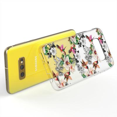 NALIA Handyhülle kompatibel mit Samsung Galaxy S10e, Slim Silikon Hülle Motiv Case Cover Crystal Schutzhülle, Durchsichtig Etui Handy-Tasche Backcover Transparent Bumper Kolibri NALIA SlimFit Hülle