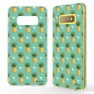NALIA Handyhülle kompatibel mit Samsung Galaxy S10e, Slim Silikon Hülle Motiv Case Cover Crystal Schutzhülle, Durchsichtig Etui Handy-Tasche Backcover Transparent Bumper Ananas Dreieck NALIA SlimFit Hülle