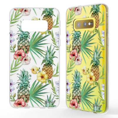 NALIA Handyhülle kompatibel mit Samsung Galaxy S10e, Slim Silikon Hülle Motiv Case Cover Crystal Schutzhülle, Durchsichtig Etui Handy-Tasche Backcover Transparent Bumper Aquarell Ananas NALIA SlimFit Hülle
