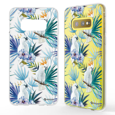 NALIA Handyhülle kompatibel mit Samsung Galaxy S10e, Slim Silikon Hülle Motiv Case Cover Crystal Schutzhülle, Durchsichtig Etui Handy-Tasche Backcover Transparent Bumper Kakadus NALIA SlimFit Hülle