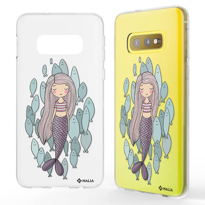 NALIA Handyhülle kompatibel mit Samsung Galaxy S10e, Slim Silikon Hülle Motiv Case Cover Crystal Schutzhülle, Durchsichtig Etui Handy-Tasche Backcover Transparent Bumper Meerjungfrau Rosa NALIA SlimFit Hülle