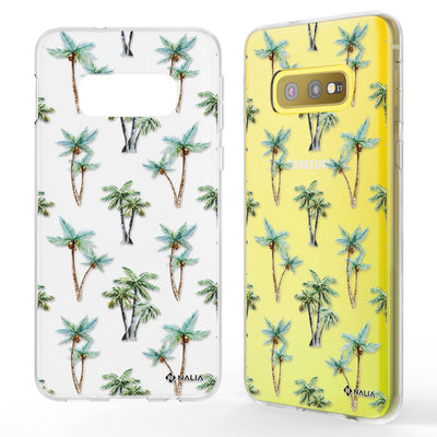 NALIA Handyhülle kompatibel mit Samsung Galaxy S10e, Slim Silikon Hülle Motiv Case Cover Crystal Schutzhülle, Durchsichtig Etui Handy-Tasche Backcover Transparent Bumper Palmen NALIA SlimFit Hülle
