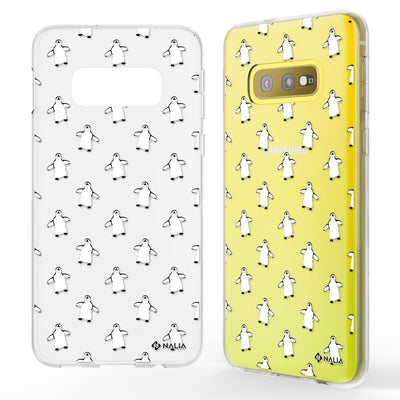 NALIA Handyhülle kompatibel mit Samsung Galaxy S10e, Slim Silikon Hülle Motiv Case Cover Crystal Schutzhülle, Durchsichtig Etui Handy-Tasche Backcover Transparent Bumper Pinguine NALIA SlimFit Hülle