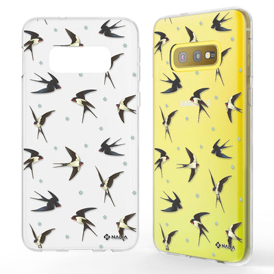 NALIA Handyhülle kompatibel mit Samsung Galaxy S10e, Slim Silikon Hülle Motiv Case Cover Crystal Schutzhülle, Durchsichtig Etui Handy-Tasche Backcover Transparent Bumper Schwalben NALIA SlimFit Hülle