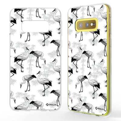 NALIA Handyhülle kompatibel mit Samsung Galaxy S10e, Slim Silikon Hülle Motiv Case Cover Crystal Schutzhülle, Durchsichtig Etui Handy-Tasche Backcover Transparent Bumper Storch NALIA SlimFit Hülle