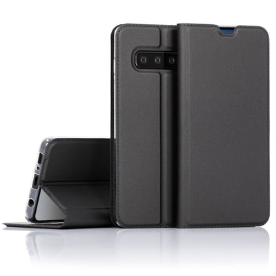 NALIA Hülle kompatibel mit Samsung Galaxy S10, Slim Kickstand Handyhülle Flip-Case Kunstleder Book-Cover mit Magnet, Etui Ganzkörper Schutzhülle Dünne Rundum Handy-Tasche Bumper - Schwarz Grau NALIA Protective Hülle
