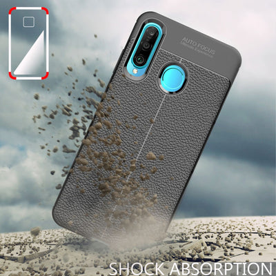 NALIA Design Case kompatibel mit Huawei P30 Lite Hülle, Leder Optik Stylische Handyhülle Stoßfeste Silikon Schutzhülle, Slim Phone Backcover Dünne Handy-Tasche Leather Cover Etui Robust - Schwarz Default Title NALIA Protective Hülle