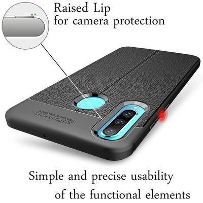NALIA Design Case kompatibel mit Huawei P30 Lite Hülle, Leder Optik Stylische Handyhülle Stoßfeste Silikon Schutzhülle, Slim Phone Backcover Dünne Handy-Tasche Leather Cover Etui Robust - Schwarz Default Title NALIA Protective Hülle