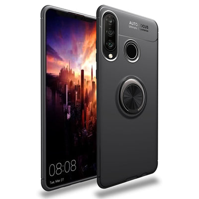 NALIA Ring Hülle kompatibel mit Huawei P30 Lite, Magnetische Silikon Handyhülle für KFZ-Halterung 360-Grad Finger-Halter, Dünnes Kickstand Cover Schutzhülle Ständer Case Slim Etui Bumper - Schwarz Default Title NALIA Protective Hülle