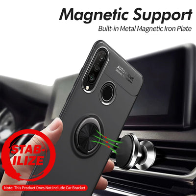 NALIA Ring Hülle kompatibel mit Huawei P30 Lite, Magnetische Silikon Handyhülle für KFZ-Halterung 360-Grad Finger-Halter, Dünnes Kickstand Cover Schutzhülle Ständer Case Slim Etui Bumper - Schwarz Default Title NALIA Protective Hülle