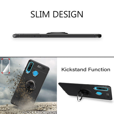 NALIA Ring Hülle kompatibel mit Huawei P30 Lite, Magnetische Silikon Handyhülle für KFZ-Halterung 360-Grad Finger-Halter, Dünnes Kickstand Cover Schutzhülle Ständer Case Slim Etui Bumper - Schwarz Default Title NALIA Protective Hülle