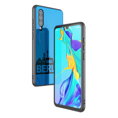 NALIA Hartglas Hülle kompatibel mit Huawei P30, Original Berlin Design Motiv Hardcase aus 9H Tempered Glass & Silikon Bumper, Robuste Handyhülle Cover Case Trabi NALIA Protective Hülle