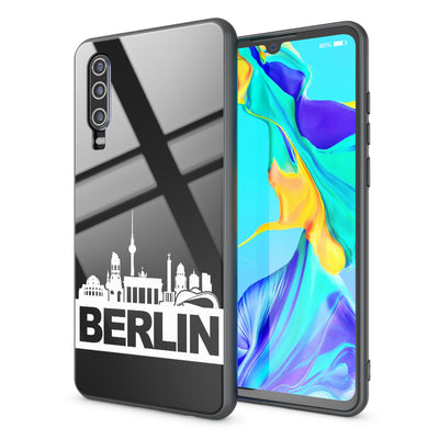 NALIA Hartglas Hülle kompatibel mit Huawei P30, Original Berlin Design Motiv Hardcase aus 9H Tempered Glass & Silikon Bumper, Robuste Handyhülle Cover Case Trabi NALIA Protective Hülle