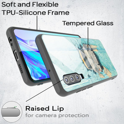 NALIA Hartglas Hülle kompatibel mit Huawei P30, Original Berlin Design Motiv Hardcase aus 9H Tempered Glass & Silikon Bumper, Robuste Handyhülle Cover Case Trabi NALIA Protective Hülle