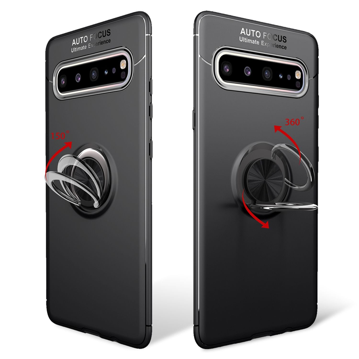 Handy Hülle für Samsung S10 5G, 360 Grad Ring Case Schutz Cover Tasche Schale Schwarz NALIA Protective Hülle