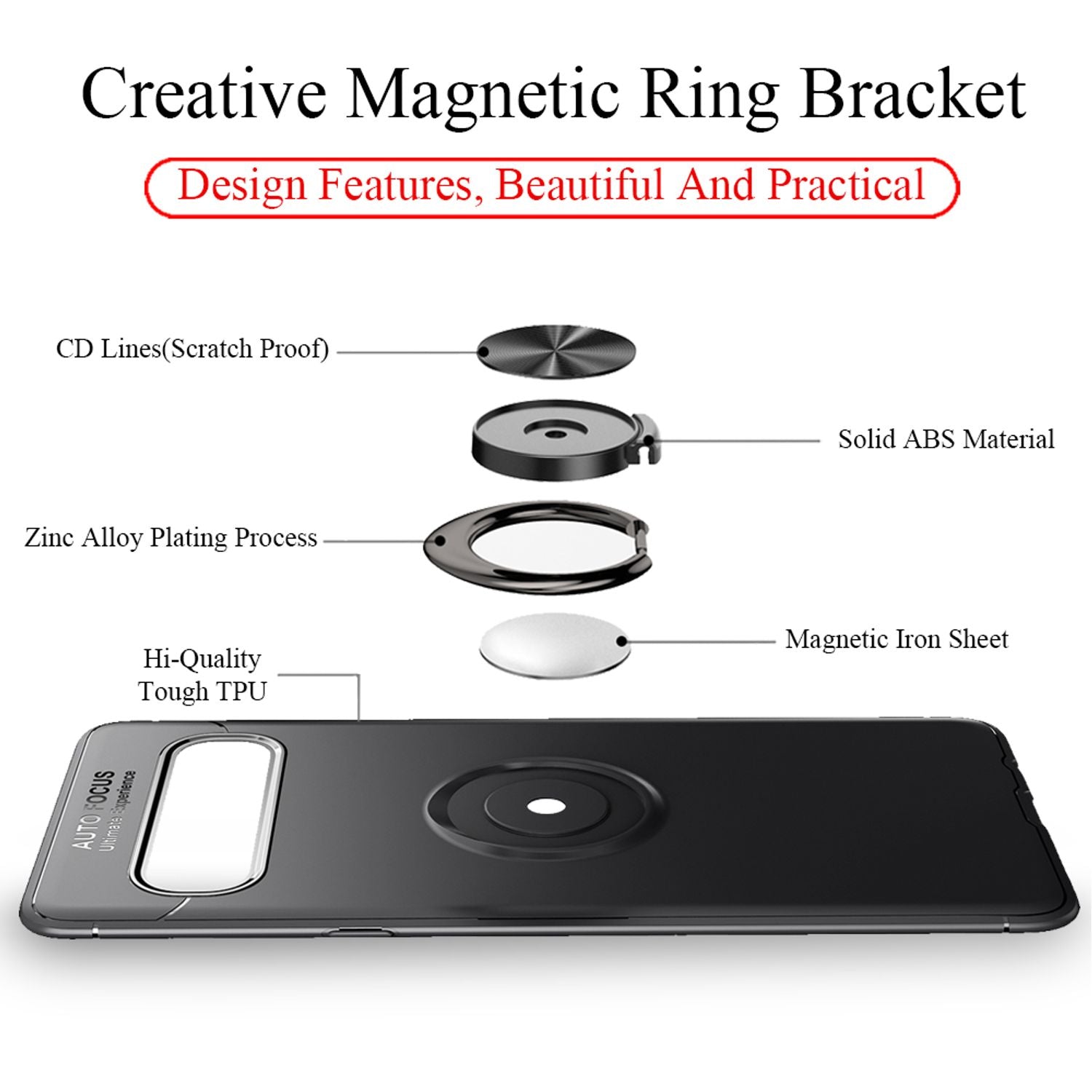 Handy Hülle für Samsung S10 5G, 360 Grad Ring Case Schutz Cover Tasche Schale Schwarz NALIA Protective Hülle